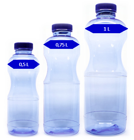 Für Sprudel geeignete lebensmittelechte Abfüllflasche mit großer Trinköffnung
